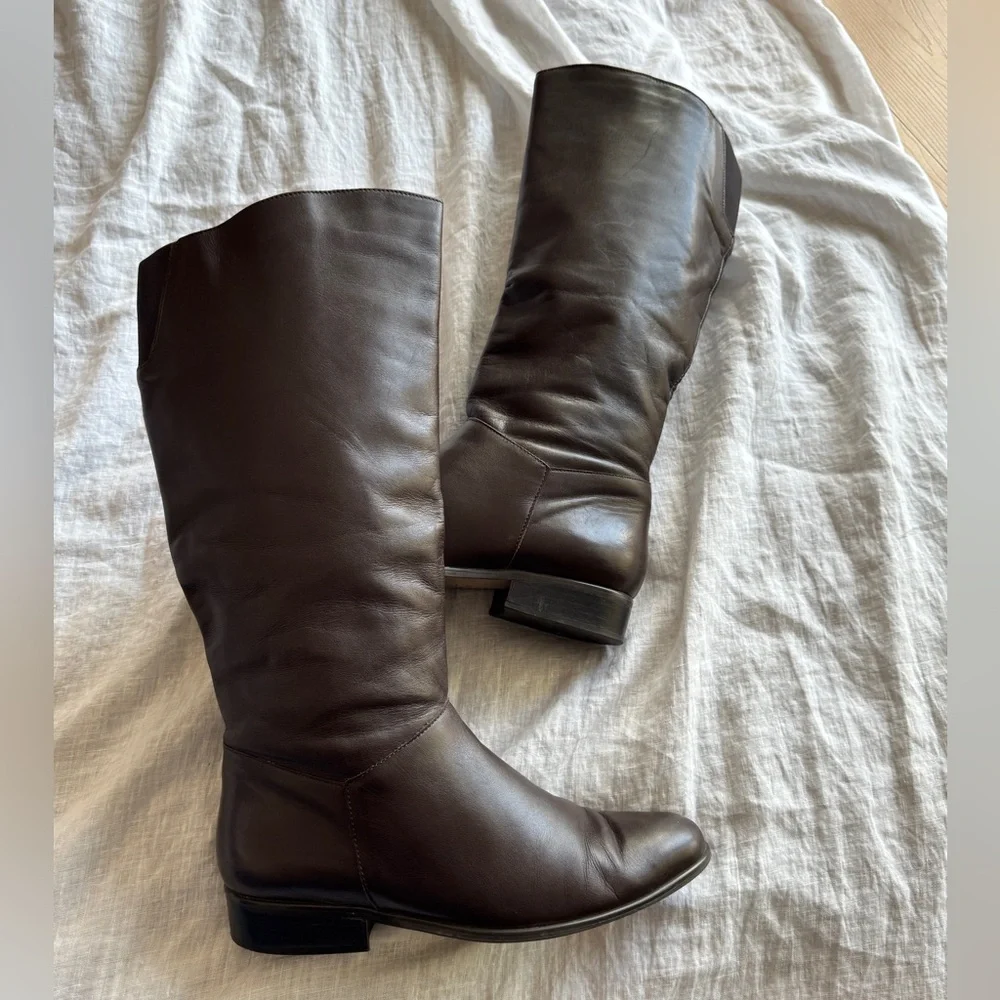 Vintage Brown Leather Riding Boots Size 10 Classic Casual